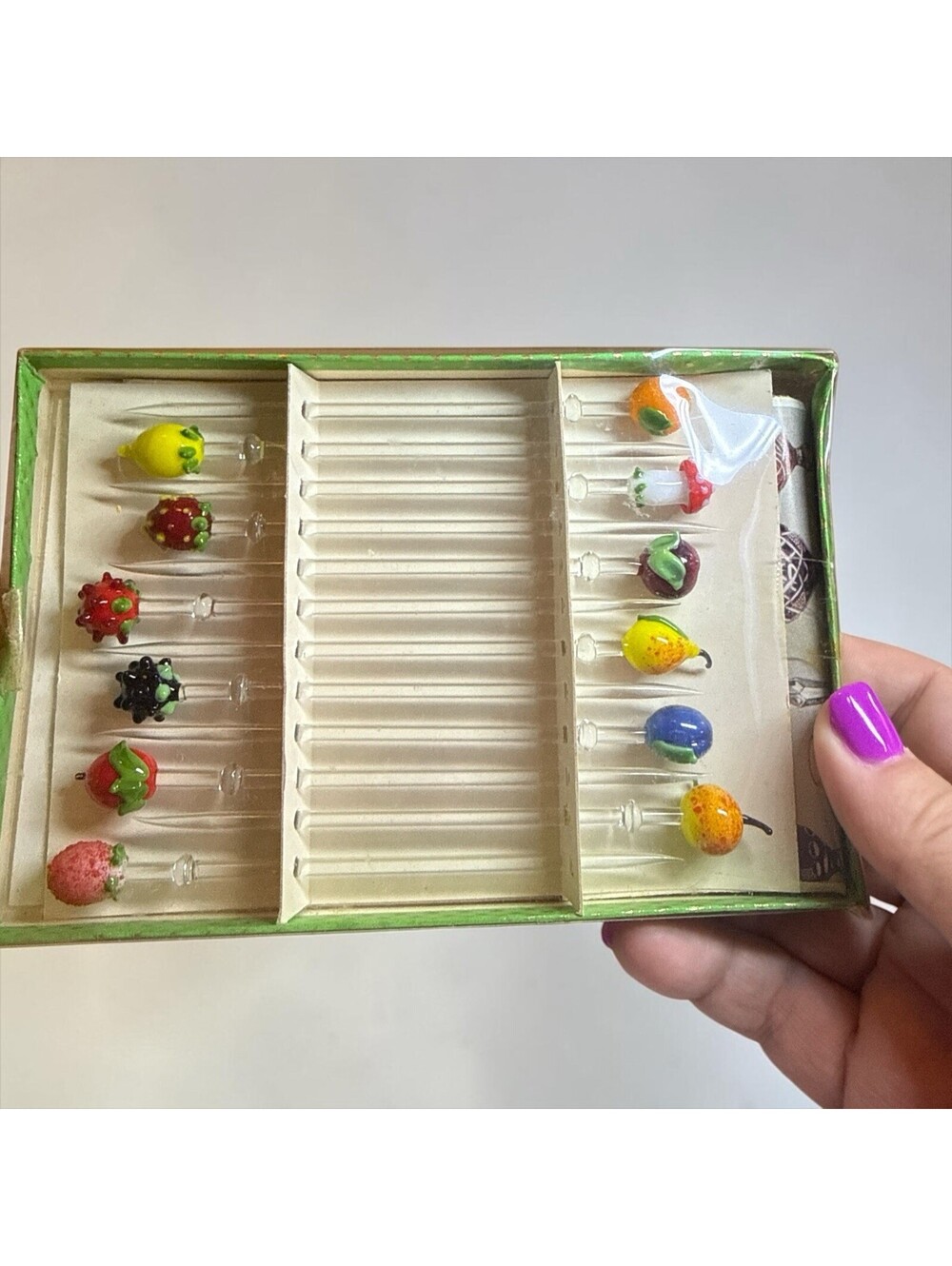 Oertel Co. Welzheim, Germany Appetizer Skewers Hand Blown Glass Set of 12 in Box